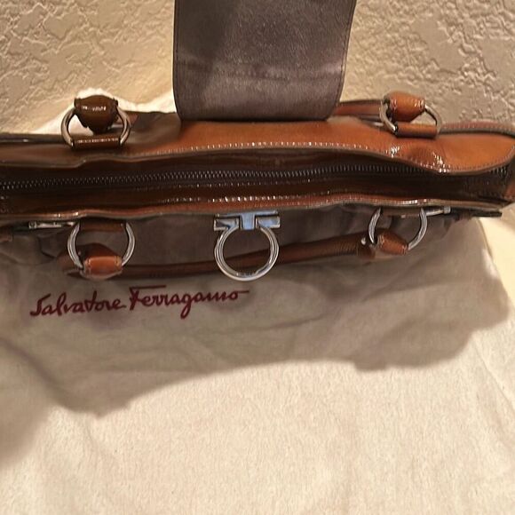 Vintage Salvatore Ferragamo Womens Marisa Colorblock Brown Leather Shoulder Bag - Picture 14 of 14
